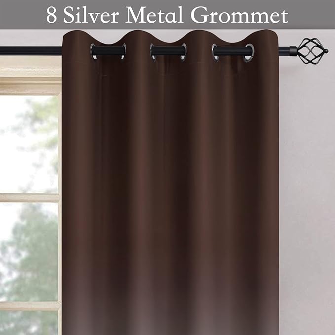 SimpleHome Brown to Grey White Ombre Room Darkening Curtains 84 Inch | Curtains for Living Room,Light Blocking Thick Thermal Insulated Grommet Window Curtains Drapes for Bedroom, 2 Panels,52Wx84L