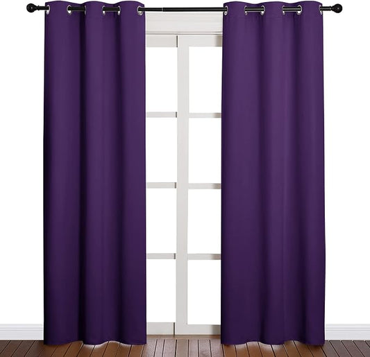 NICETOWN Triple Weave Blackout Curtains, Set of 2, 42 x 84-in, Royal Purple | Home Decoration Thermal Insulated Solid Ring Top Blackout Curtains/Drapes for Bedroom