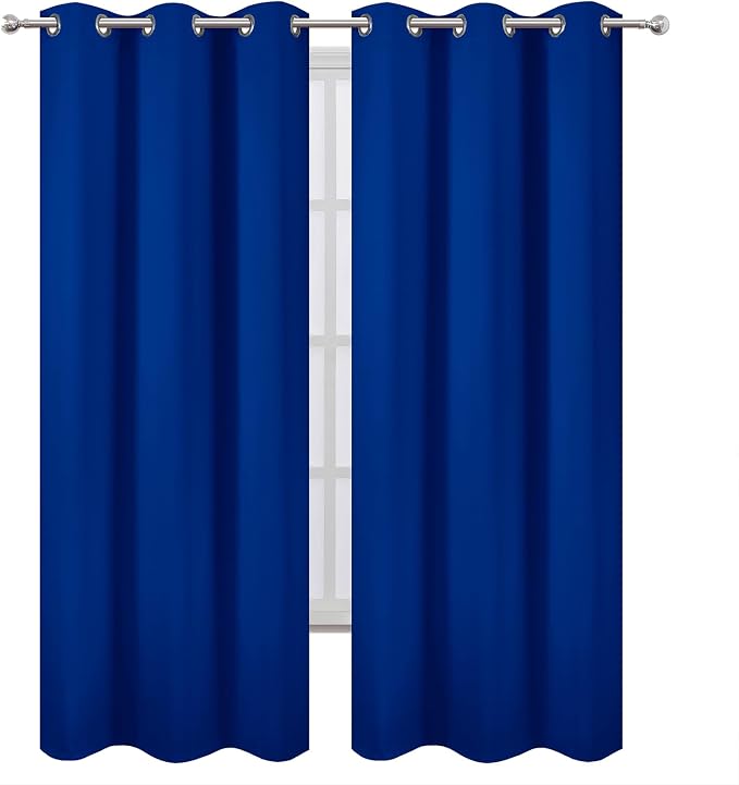 Royal Blue Thermal Blackout Curtains/42 x 84 Inch/Set of 2 Panels Room Darkening Curtains for Bedroom