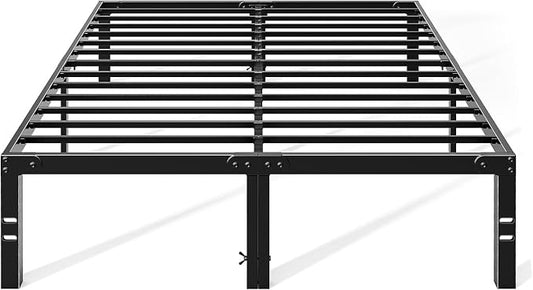 OLIXIS 14in Full Size Metal Platform Bed Frame - Heavy Duty 800LBS Mattress Foundation with Storage Space, No Box Spring Needed, Sturdy Steel Slat Support, Easy Assembly, Black
