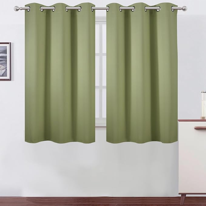 Sage Green Blackout Curtains/38 x 54 Inch/Set of Two Panels Grommet Living Room Curtains