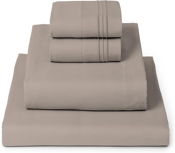 Mellanni Iconic 4-Piece, Ultra Soft Sheet Set (California King, Tan) | 10M+ Sleepers. Lab-tested: Sleeps Cool, Stays Bright, Strong, Smooth. Good Housekeeping Best Bedding, 7 yrs running.