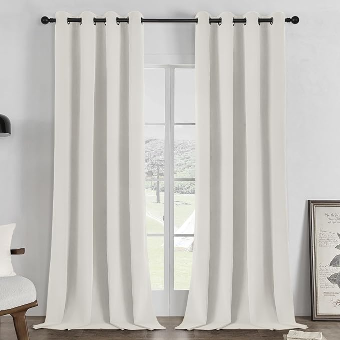 Joydeco 100% Blackout Curtains Velvet Black Out Curtain 96 Inch Drapes | for Bedroom Living Room, Heat and Light Blocking, Thermal Insulated Luxury Heavy Duty Curtain 2 Panels Grommet Top