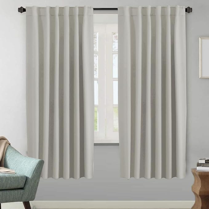 H.VERSAILTEX Blackout Curtains Thermal Insulated Window Treatment Panels Room Darkening Blackout Drapes for Living Room Back Tab/Rod Pocket Bedroom Draperies (2 Panels, Pale Oak, 52 x 72 Inch)
