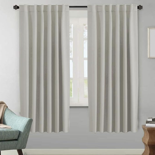 H.VERSAILTEX Blackout Curtains Thermal Insulated Window Treatment Panels Room Darkening Blackout Drapes for Living Room Back Tab/Rod Pocket Bedroom Draperies (2 Panels, Pale Oak, 52 x 72 Inch)