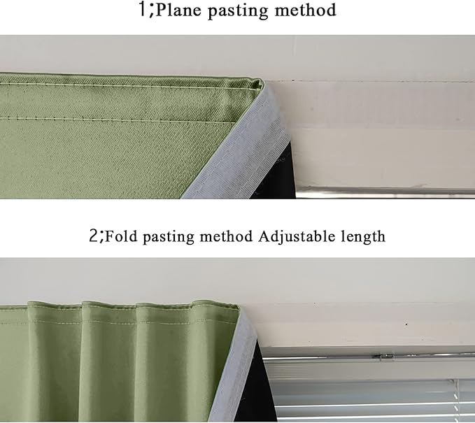 AJAZZ Self Adhesive Curtains 100% Blackout Shades Window Cover Sticky Curtain Portable Easy Open Black Out Curtains for Bedroom Living Room No Drilling (Sage Green, 47" W x 96" L 1 Panel)