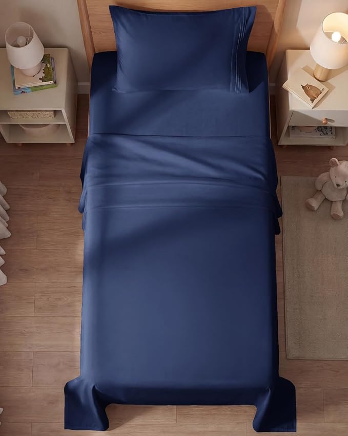 Twin Size 3 Piece Sheet Set - Comfy Breathable & Cooling Sheets - Navy Blue | Hotel Luxury Bed Sheets for Women & Men, Deep Pockets, Easy-Fit, Extra Soft and Wrinkle Free Sheets, Oeko-Tex Bed Sheet Set