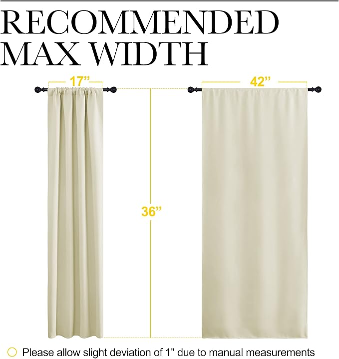 NICETOWN Kitchen Curtains, Short Blackout Curtains & Drapes, Small Window Draperies for Dining Room, Cupboard (Beige, 42 in x 36 in (W x L), Set of 2) | Short Drapes Small Window Draperies for Dining Room Cupboard, Light Blocking Room Darkening Noise R...