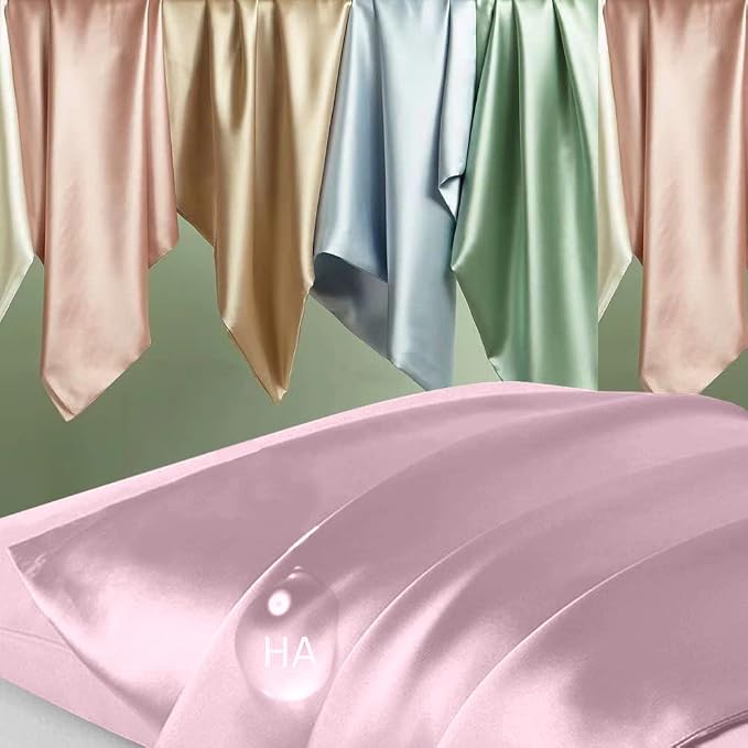 Silk Body Pillow Cases, Mulberry Silk Body Pillow Cover with Zipper, Smooth, Anti Acne, Cooling Sleep Both Sides Natural Silk Satin 20x54 Body Pillowcase, Gifts for Women Men, Light Pink