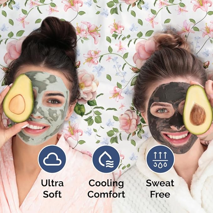 Full 4 Piece Floral Sheet Set - Soft, Breathable & Cooling - Secret Garden | 1 Flat, 1 Fitted & 2 Pillowcases w/ Deep Pockets, Boho Botanical Floral Bedding, Breathable & Cooling, Wrinkle & Fade Free