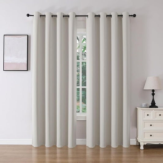 Joydeco Blackout Curtains 90 Inch Length 2 Panels Set, Thermal Insulated Long Curtains& Drapes 2 Burg, Room Darkening Grommet Drapes for Bedroom Living Room Window (Natural, W52 x L90 Inch)