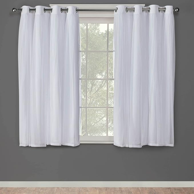 TOWN & COUNTRY LUXE Talia Double Layer Indoor Curtains, Sheer and Room Darkening Blackout, Grommet Top, Energy Efficient, 2-Pack Set, 52"x120", Rose Blush