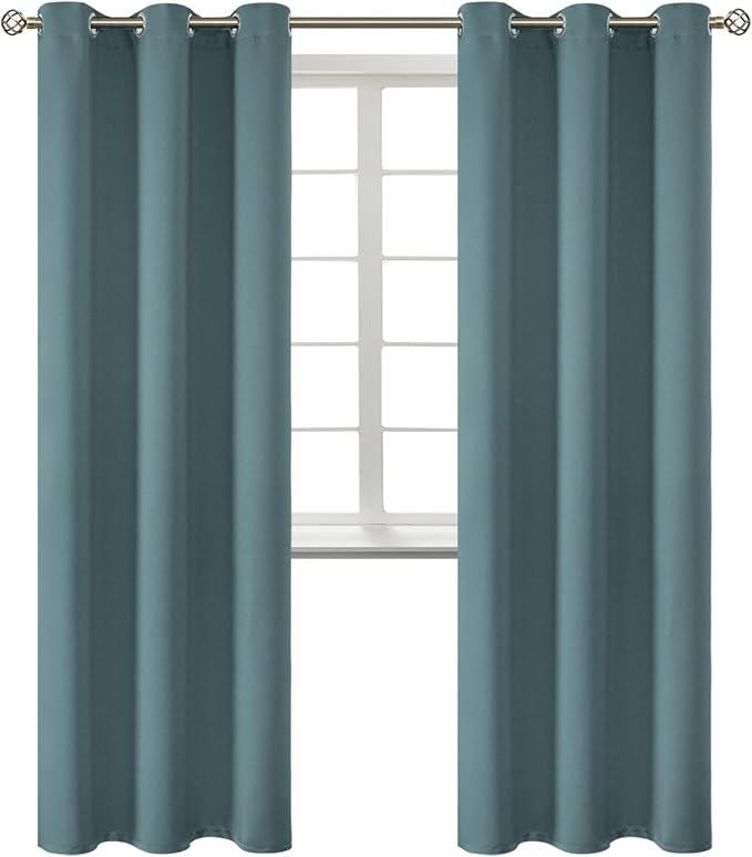 BGment Stone Blue Blackout Curtains for Living Room 84 Inch Long - 2 Panels | Grommet Top, Black Out, Room Darkening, Sunblock, Thermal Insulated, Window Drapes for Bedroom, 42x84 Inch