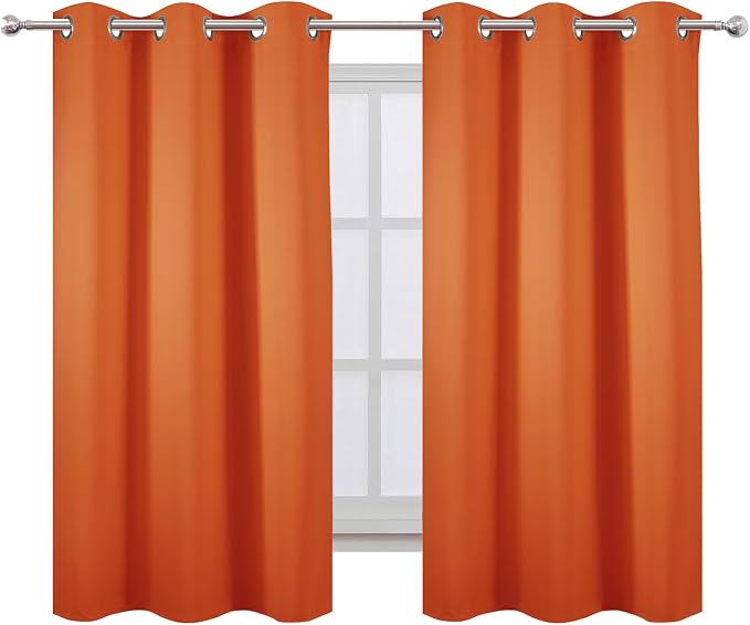 Orange Blackout Curtains/38 x 54 Inch/Set of Two Panels Grommet Living Room Curtains