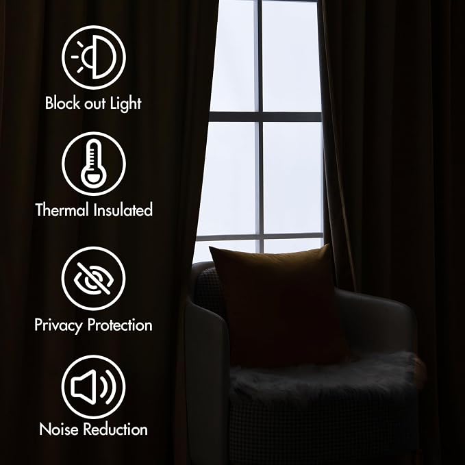 MIULEE Velvet Curtains 52x90 inches 2 Panels Gold Brown Blackout Curtains | Luxury, Bedroom Living Room, Thermal Insulated, Super Soft Window Drapes, Rod Pocket & Back Tab