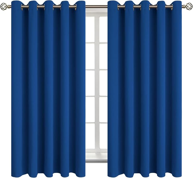 BGment Royal Blue Blackout Curtains for Bedroom 63 Inch Long - 2 Panels | Grommet Top, Black Out, Room Darkening, Sunblock, Thermal Insulated, Window Drapes for Kids Boys Room, 70x63 Inch