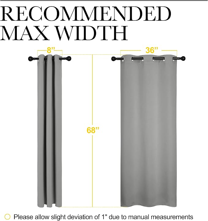 NICETOWN Silver Grey Blackout Curtains, 2 Panels, W42 x L68-inch | Thermal Insulated Grommet Kids Window Drape Panel for Nursery Privacy Short Curtains