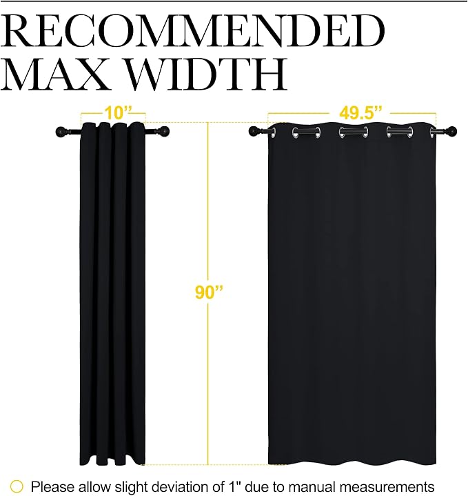 NICETOWN Halloween Patio Blackout Curtain Shades - Summer Home Decoration Thermal Insulated Grommet Blackout Draperies/Drapes for Kitchen (2 Panels, 55 inches x 90 inches, Black) | Halloween Summer Home Decoration Thermal Insulated Grommet Draperies Dr...