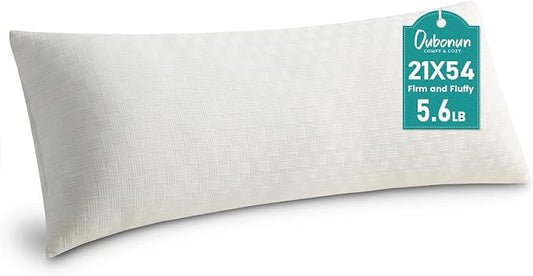 Oubonun Full Body Pillow for Side Sleeper, Adjustable Fluffy Long Pillow | Generous Fill Plush Support - Large Loft Insert for Pregnancy Contour, Breathable Sweat-Absorbing Skin-Friendly Bed Cushion