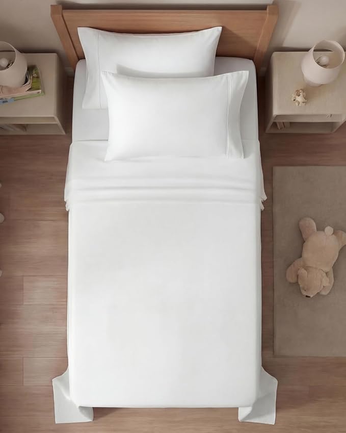 Twin 4 Piece Bed Sheet Set - Comfy, Breathable & Cooling Sheets - White | Ultra Soft Hotel Luxury Bedding Set with 8-16 Inch Deep Pockets, 1 Flat & 1 Fitted Sheet & 2 Pillowcases, Wrinkle & Fade Free