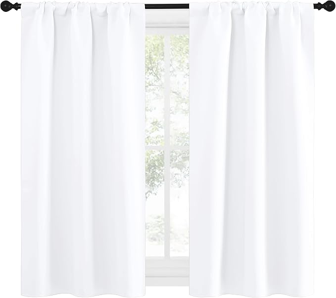 NICETOWN RV Curtains for Camper Windows, White Curtains for Kitchen Window, Home Decoration Light Filtering Drapes for Small Window (29" Wide by 50inches Long, 1 Pair)