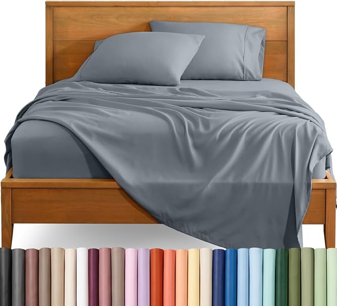 Bare Home Full Sheet Set - 1800 Ultra-Soft (Full, Steel Blue) | Deep Pockets 6 to 15 Inches, Breathable, Hypoallergenic, Hotel Luxury, Easy Fit, Soft, All-Season