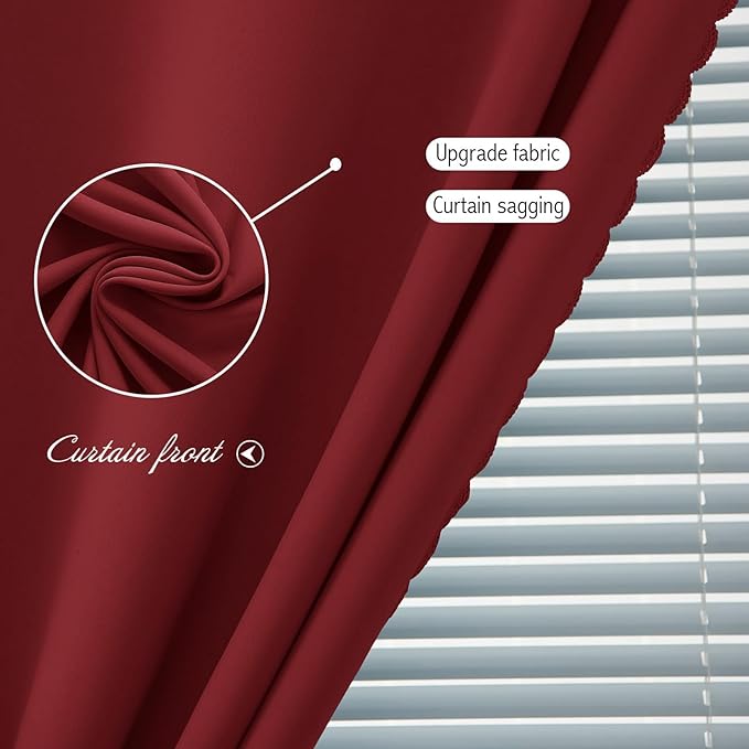 Thermal Blackout Curtains with Self-Adhesive Tape, No Rod No Drill Easy Install Window Cover for Bedroom Kitchen Dorm, 71" W x 59" L, Burgundy, 1 Panel