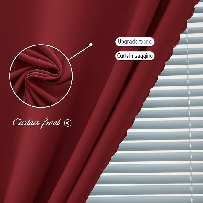 Self Adhesive Curtains, Stick Curtain Blackout Shades Window Cover Curtains for Living Room No Drilling, 59" W X 96" L, Burgundy, 1 Panel