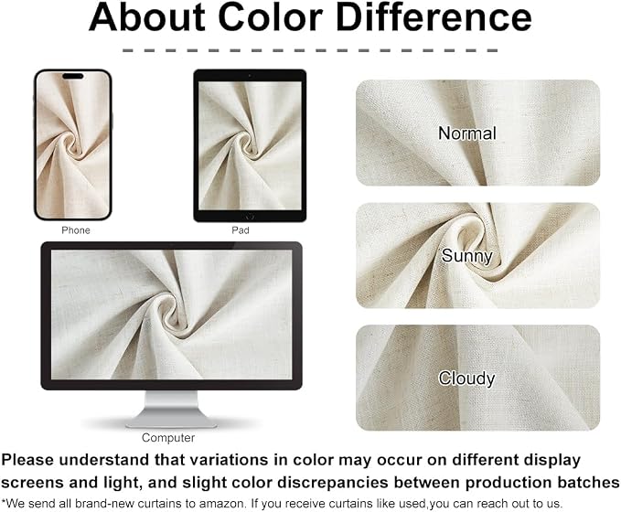 Vision Home Natural Pinch Pleated Full Blackout Curtains Linen Blended Room Darkening Window Curtains 120 inch for Living Room Bedroom Thermal Insulated Pinch Pleat Drapes with Hooks 60" Wx120 Lx1