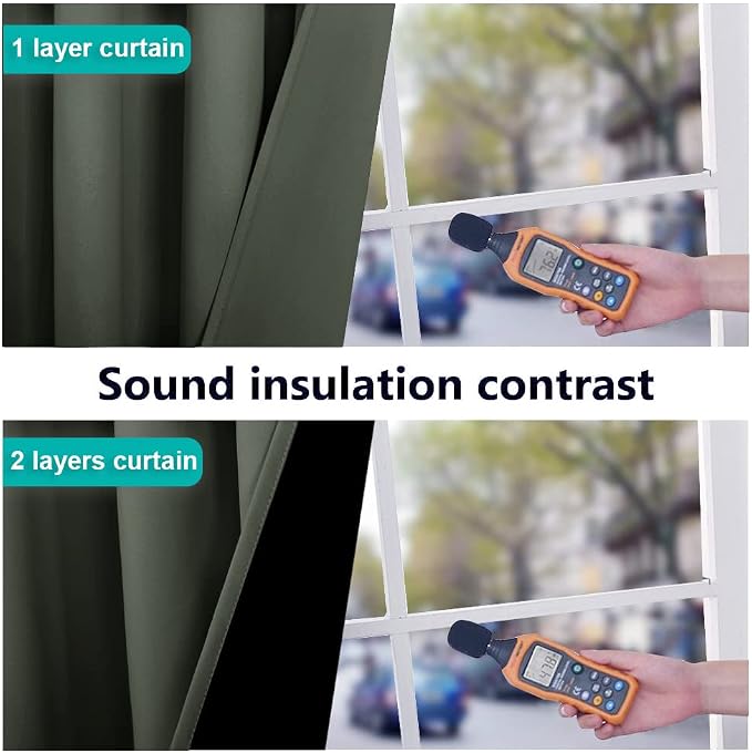 NICETOWN Dark Mallard Blackout Curtains for Nursery 52" w x 72" L 2 Panels | 100% Room Darkening Full Light Blocking Drapes with Black Liner, Thermal Insulated Draperies Window Decor for Bedroom Kitchen