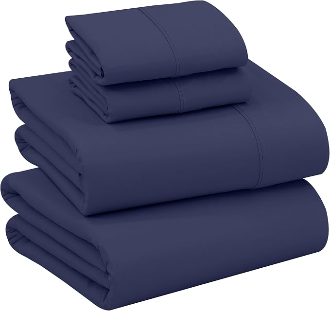 RUVANTI 100% Cotton Percale Sheets, California King, Crown Blue | Crisp Cooling for Hot Sleepers, Deep Pocket 14", Soft Breathable & Durable, Hotel-Style 4 Piece Set