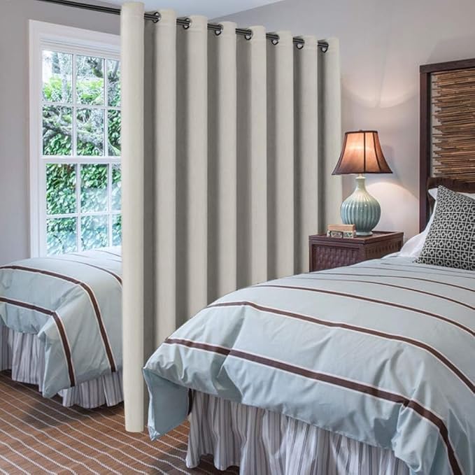 H.VERSAILTEX Blackout Patio Curtains 100 x 102 Inches for Sliding Door Extral Wide Blackout Curtain Panels Thermal Insulated Room Divider - Grommet Top, 8.5' Tall by 8.3' Wide - Ivory/Cream