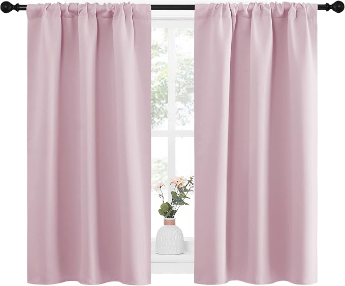 NICETOWN Kitchen Curtains Thermal Insulated Curtains & Drapes, Small Window Blackout Curtain Panels for Girls Room (Lavender Pink, 34 in x 45 in (W x L), 2 Panels)