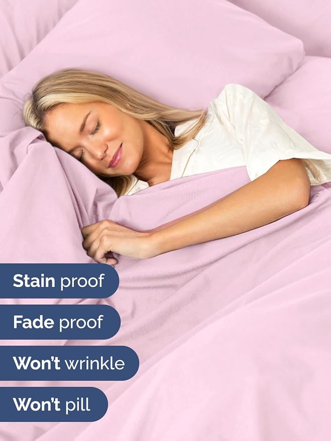 Extra Deep Twin Sheet Set - 4 Piece Breathable Cooling Sheets - Light Pink | Hotel Luxury Bed Sheets Set, Easy & Secure Fit, Ultra-Soft, Wrinkle & Fade Free, Comfy Sheets Set with Extra Deep Pockets