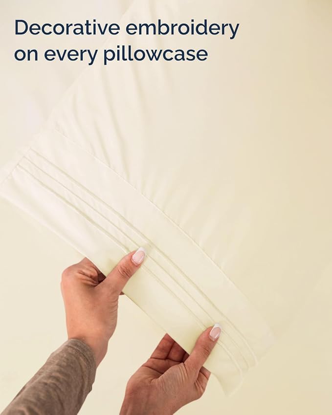 Twin Size 3 Piece Sheet Set - Comfy Breathable & Cooling Sheets - Off White | Hotel Luxury Bed Sheets for Women & Men, Deep Pockets, Easy-Fit, Extra Soft and Wrinkle Free Sheets, Oeko-Tex Bed Sheet Set