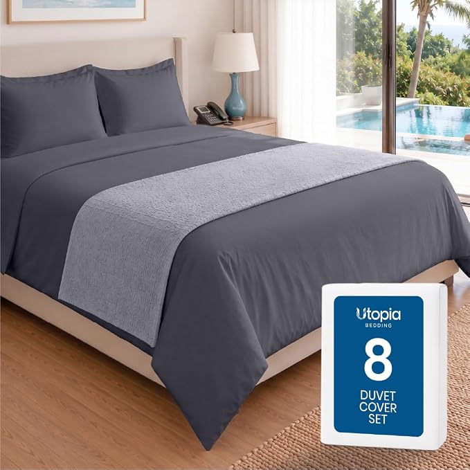 Bulk 8-Pack Hotels King Duvet Cover Set for Resort & Guest House, White | Commercial Bedding Set with 8 Duvet Covers (104x90") and 16 Pillow Shams (20x36") with 2" Flange. Comforter Not Included.