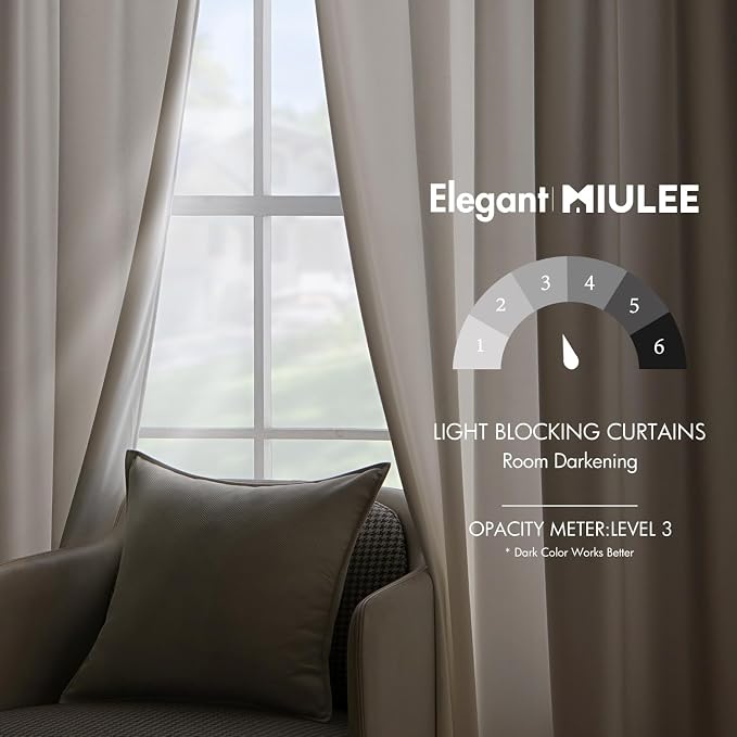 MIULEE Velvet Curtains 52x84 inches 2 Panels Ivory Room Darkening Curtains | Luxury, Bedroom Living Room, Thermal Insulated, Super Soft Window Drapes, Rod Pocket & Back Tab