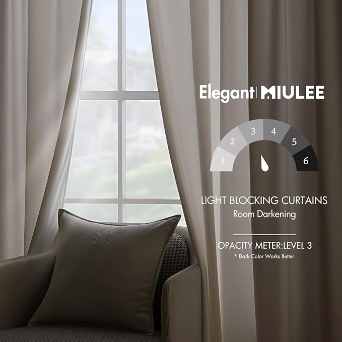 MIULEE Velvet Curtains 52x90 inches 2 Panels Ivory Room Darkening Curtains | Luxury, Bedroom Living Room, Thermal Insulated, Super Soft Window Drapes, Rod Pocket & Back Tab