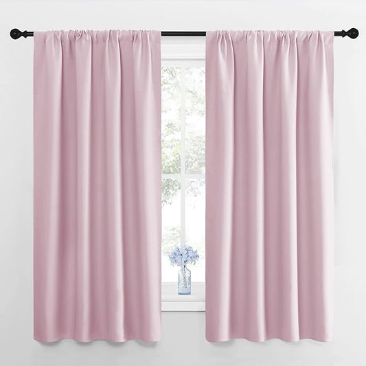 NICETOWN RV Blackout Curtains for Camper Windows, Baby Pink, 29" Wide by 50" Long, 2 PCs, Short Blackout Curtains & Drapes, Thermal Insulated Blackout Curtain Panels for Kids Room, Play Room