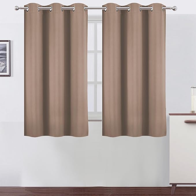 Cappuccino Blackout Curtains 42 x 54 Inch Length Set of 2 Panels Grommet Bedroom Curtains for Living Room