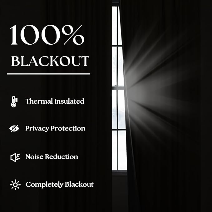 Dusty Blue 100% Blackout Linen 108 Inch Curtains for Bedroom Pinch Pleated | Black Out Drapes Lined 2 Layers, Memory Shape Trained, Noise Reduce, Blue Grey Coastal Modern, for Living Room Bedroom 40x108