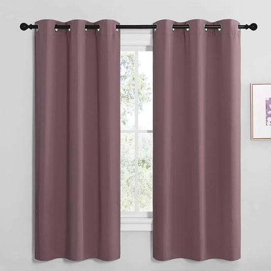 NICETOWN Dry Rose Blackout Curtains for Kitchen 42" w x 68" L 2 Panels | Window Treatment Thermal Insulated Solid Grommet Room Darkening Drapes for Bedroom Living Room, Light Blocking Home Decor