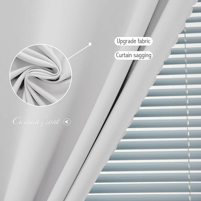 Blackout Curtains for Bedroom Sticky Curtain Blackout Window Cover Self Adhesive Curtains Rod No Drillng, 59" W X 71" L, Light Grey, 1 Panel