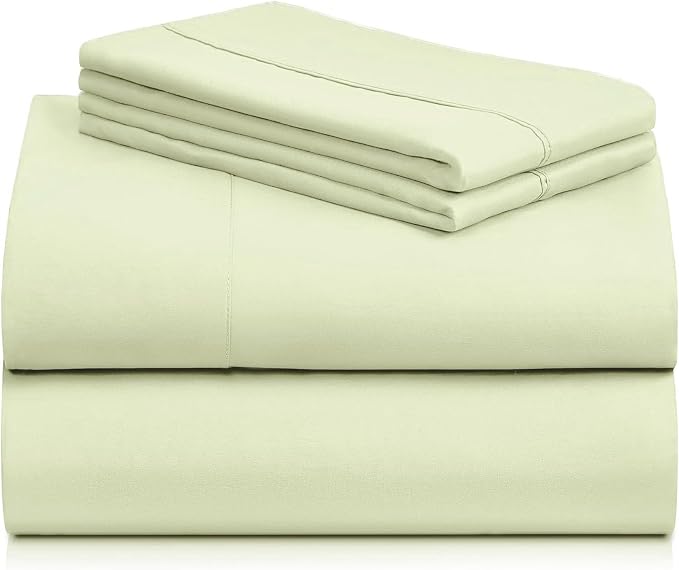 Cal King Size Sheets Set, Cooling & Soft Deep Pocket Bed Sheets, 4PC | LuxClub Silky Fitted Sheet & Pillowcase Sets, Breathable Hotel Luxury Bedding for Mattress Wrinkle Free, Sage Green