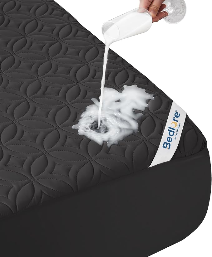 BEDLORE Waterproof Mattress Protector, RV Queen Size Mattress Pad Noiseless | Deep Pockets Fit 6"-18" Mattresses, Soft Breathable Dirt-proof Bed Mattress Cover Washable for Home, Bedroom, Hotel (Black)