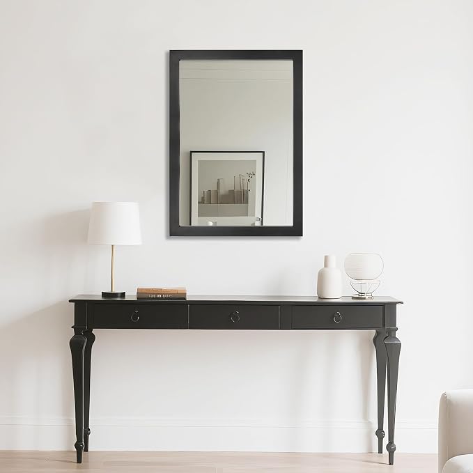 Bathroom Mirror for Over Sink 36x24 Inch Rectangular Wall Mirror, Black | Decorative Wall Mounted Mirror, Hangs Horizontally or Vertically for Vanity, Entryway, Restroom