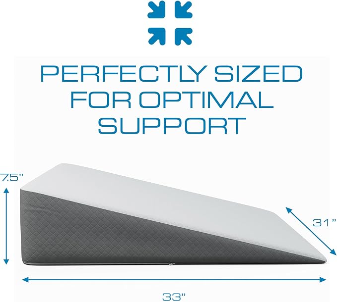 Kolbs Extra Wide Bed Wedge Pillow for Sleep Apnea, More Room - More Comfort | with Chic Jacquard Cover - Headboard Wedges for Sleeping (Extra Wide 7.5" Height)