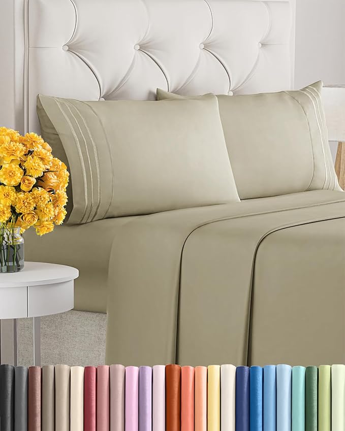 King Size 4 Piece Sheet Set - Ultra Soft & Cooling Sheets- Taupe | Fits 8 Inch to 16 inch Mattress, Wrinkle Free & Fade Resistant with Deep Pockets, Breathable, Comfy Hotel Luxury Bedding