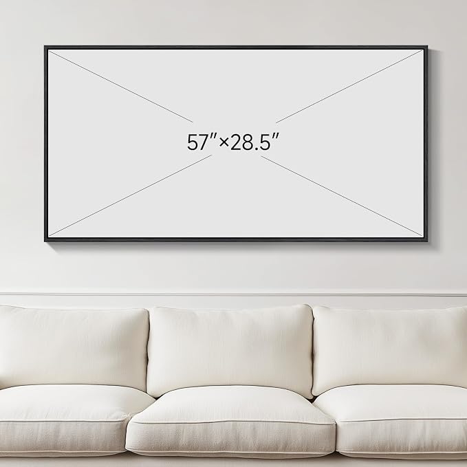 Large Framed Black and White Abstract Wall Art for Living Room, 30x60 In | Horizontal landscape pictures, Oversized canvas prints, Modern neutral artwork for walls, Wall decor for bedroom dining room
