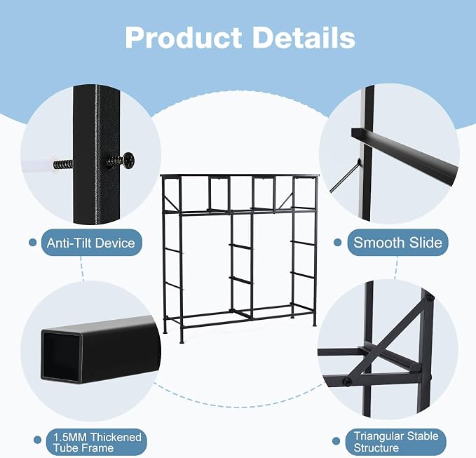 DUMOS Dresser for Bedroom, Storage Organizer with 9 Drawers | Chest of Drawers with Fabric Bins, Sturdy Metal Frame, Wood Tabletop for Guest Room, Closet, Entryway, Solid Black